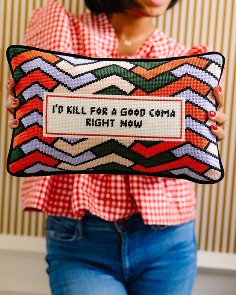 Good Coma Needlepoint Pillow - Furbish Studio