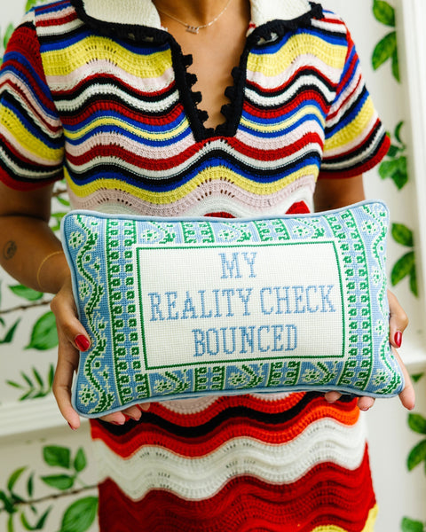 Reality Check Needlepoint Pillow - Furbish Studio