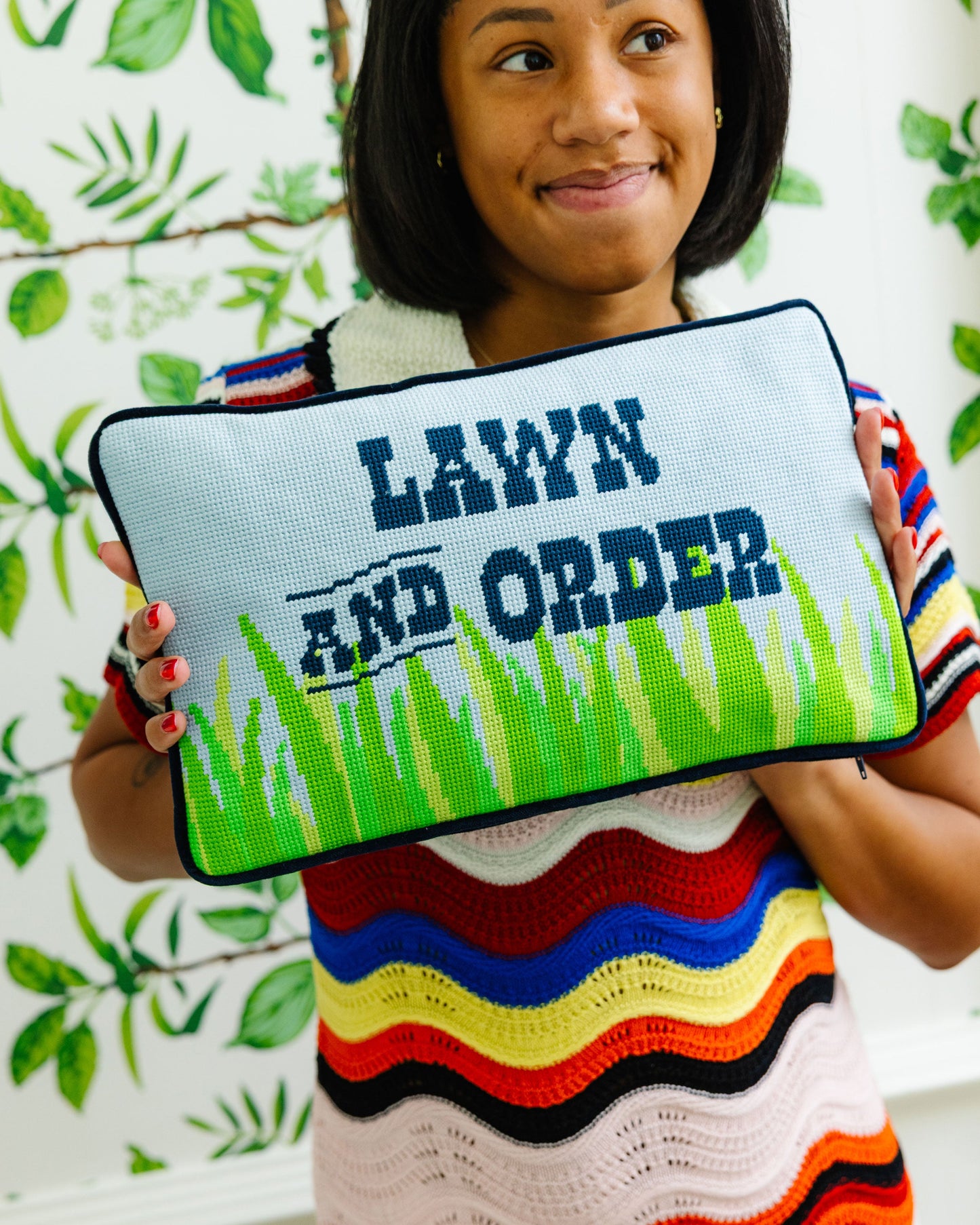 Lawn & Order Needlepoint Pillow - Furbish Studio