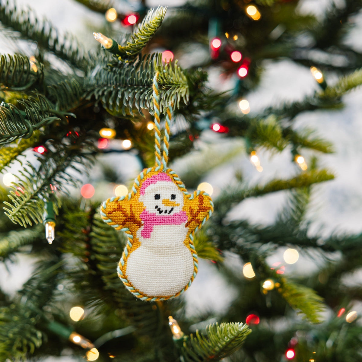 Needlepoint Icon Ornament - Snowman - Furbish Studio