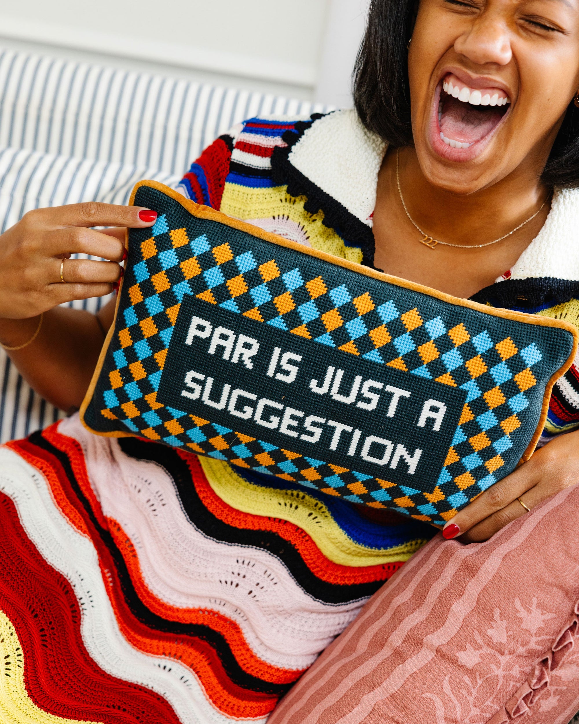 Par Is A Suggestion Needlepoint Pillow - Furbish Studio