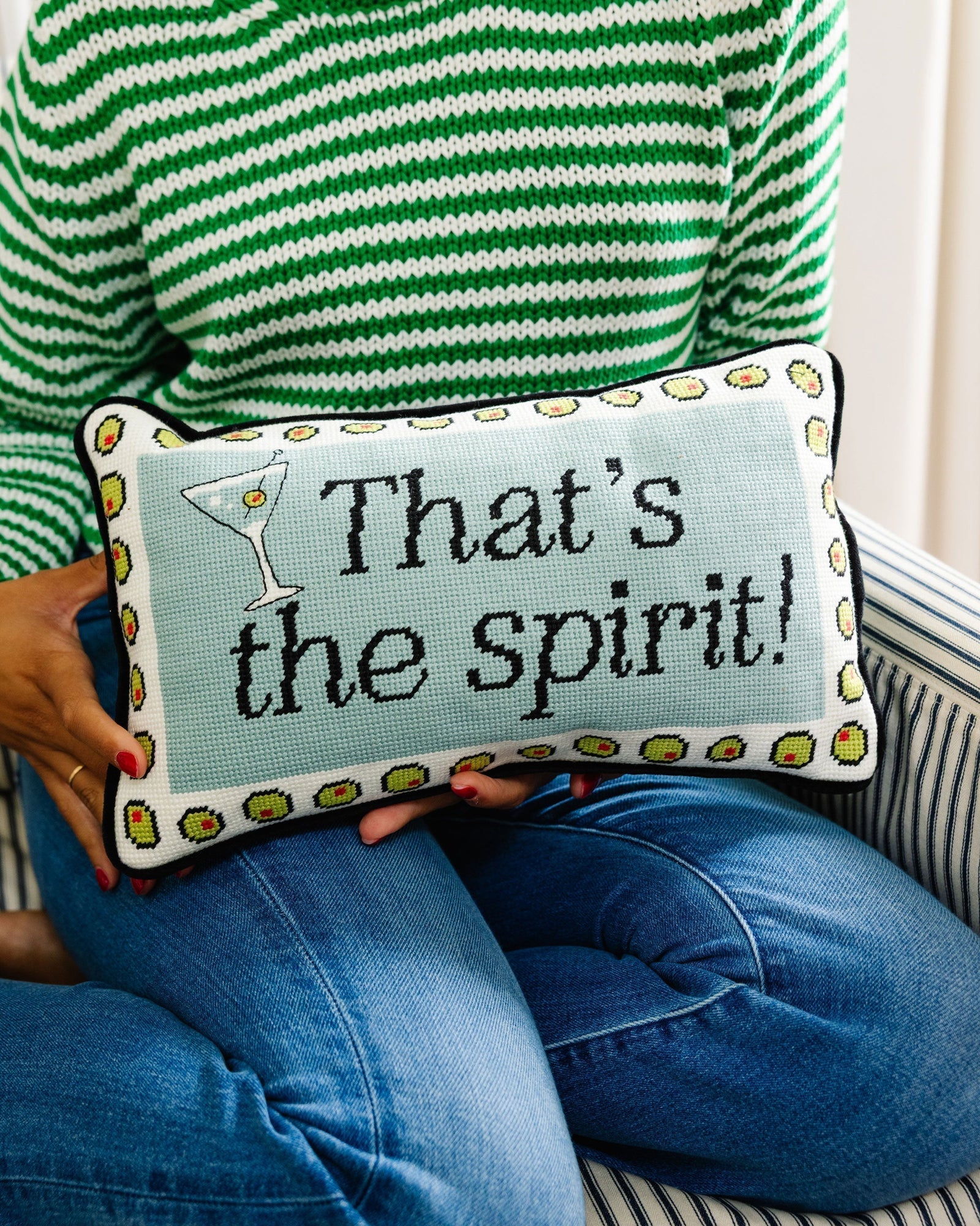 Bundle - That's the Spirit Needlepoint Pillow - Furbish Studio