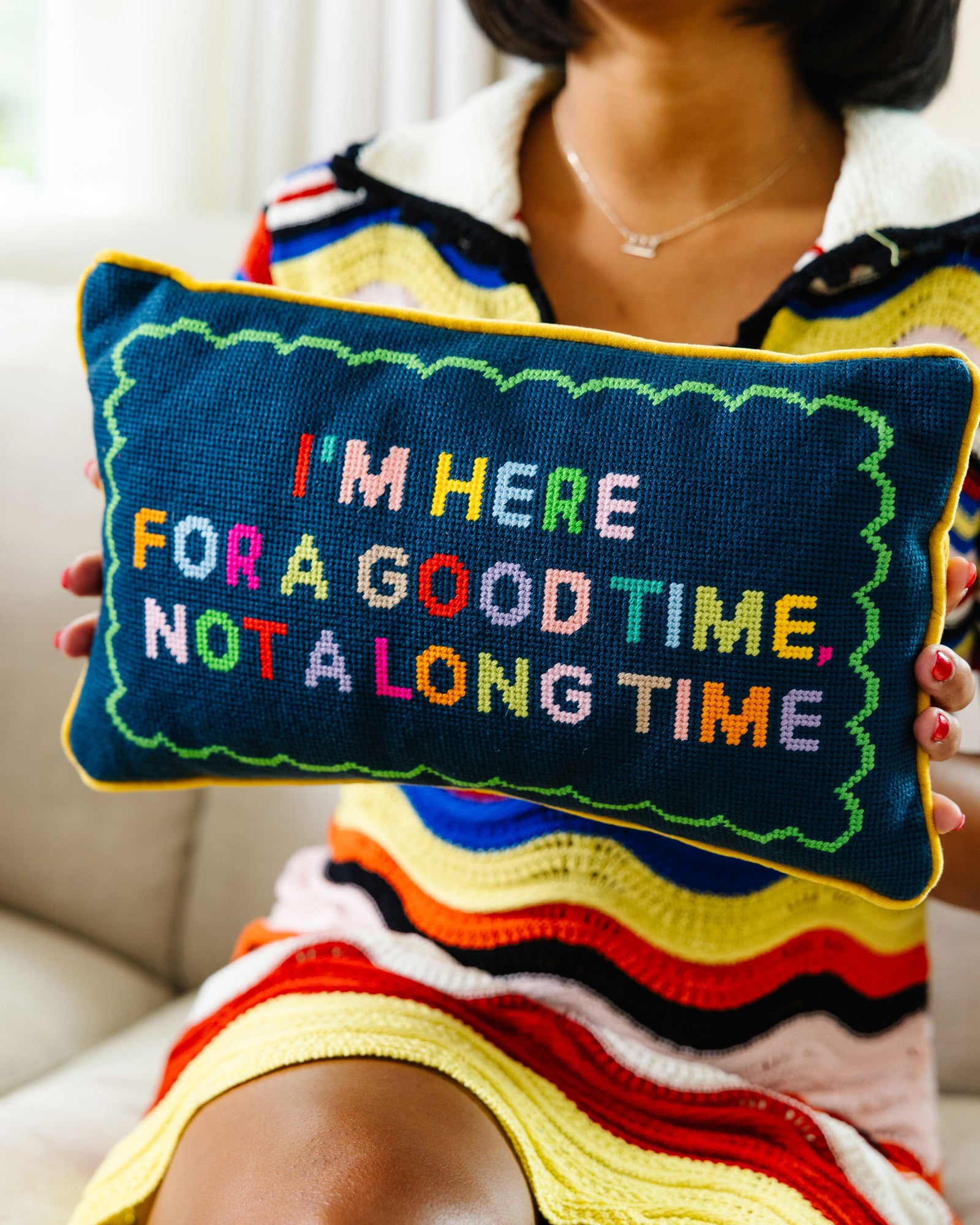 Good Time Needlepoint Pillow - Furbish Studio
