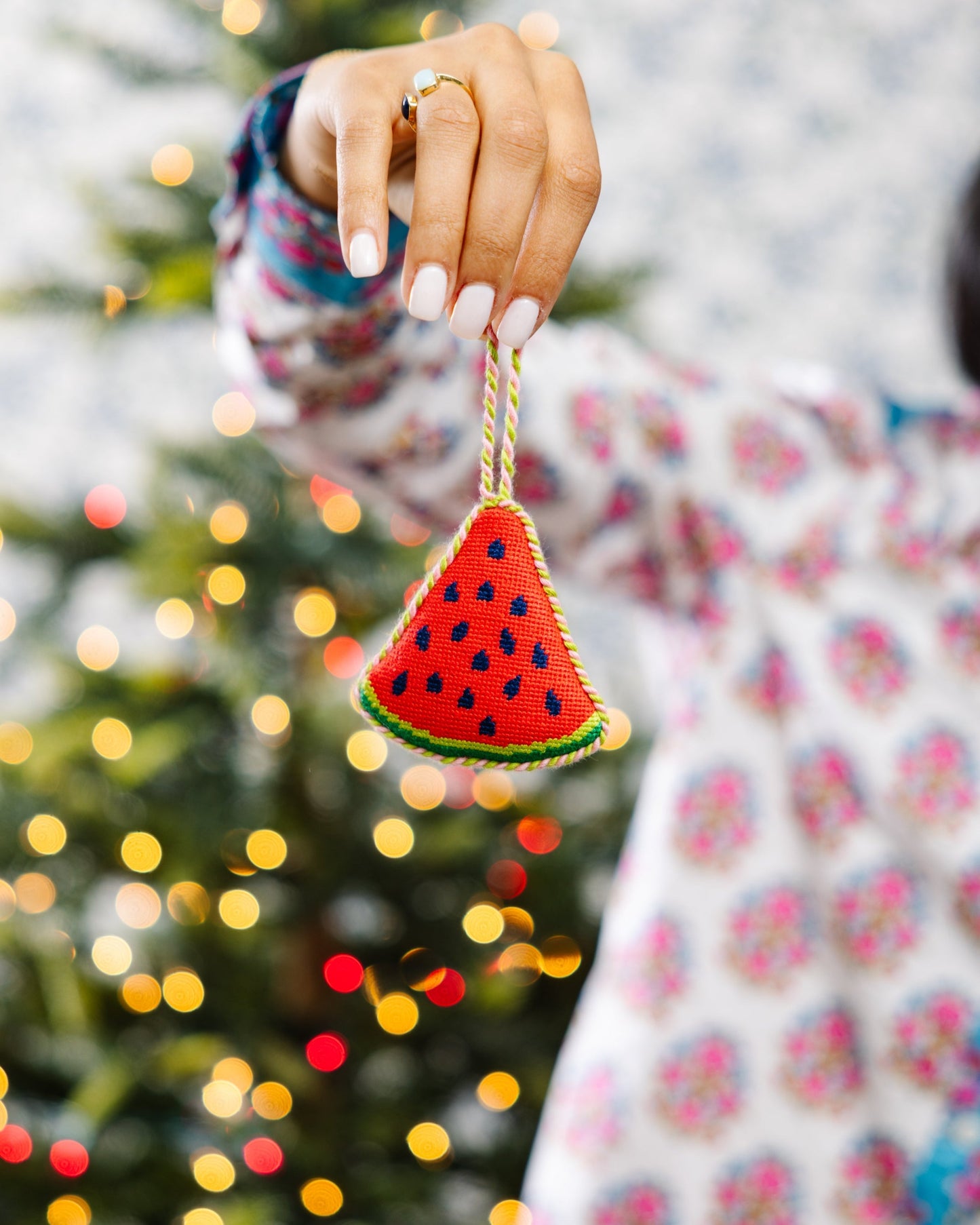 Needlepoint Icon Ornament - Watermelon - Furbish Studio