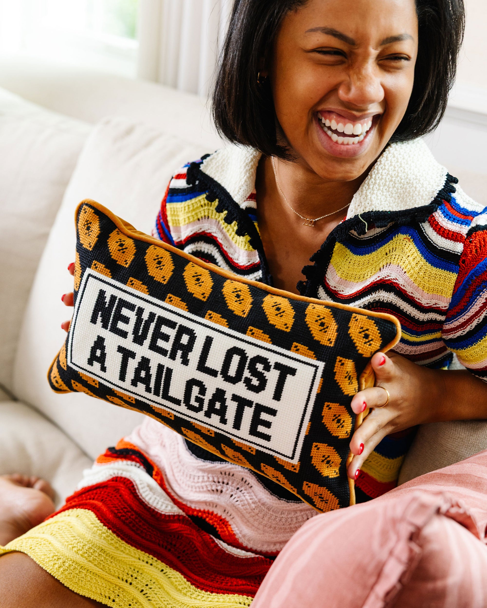 Never Lost A Tailgate Needlepoint Pillow - Furbish Studio