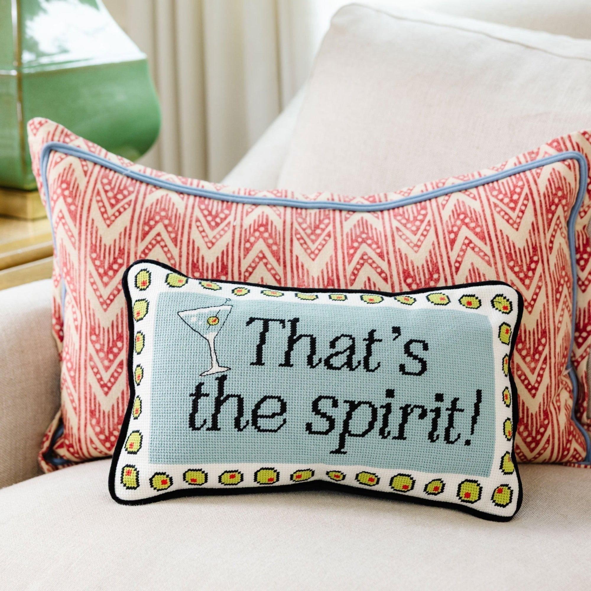 Bundle - That's the Spirit Needlepoint Pillow - Furbish Studio