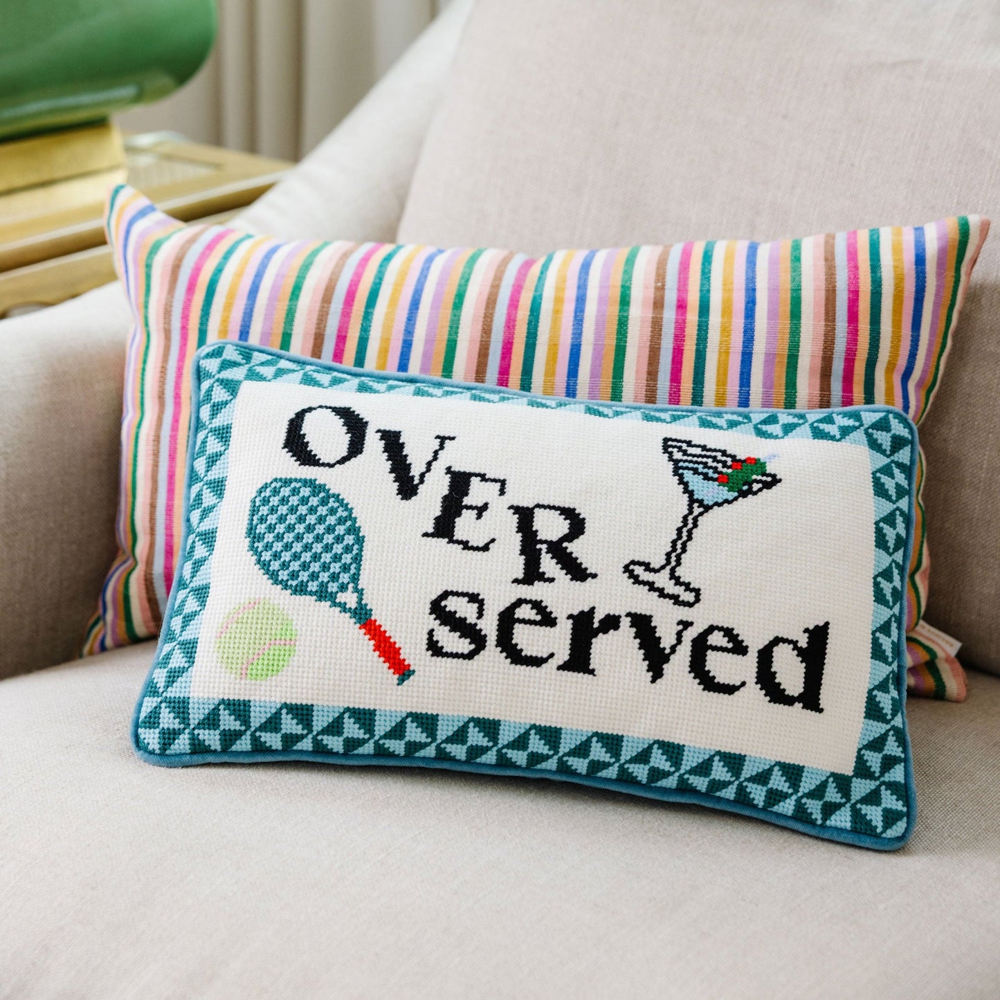 Overserved Needlepoint Pillow - Furbish Studio