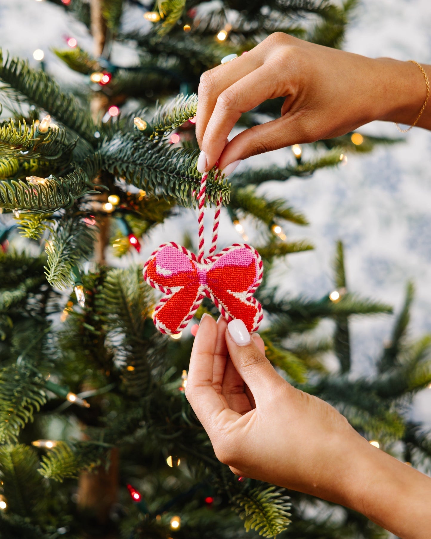 Needlepoint Icon Ornament - Bow - Furbish Studio