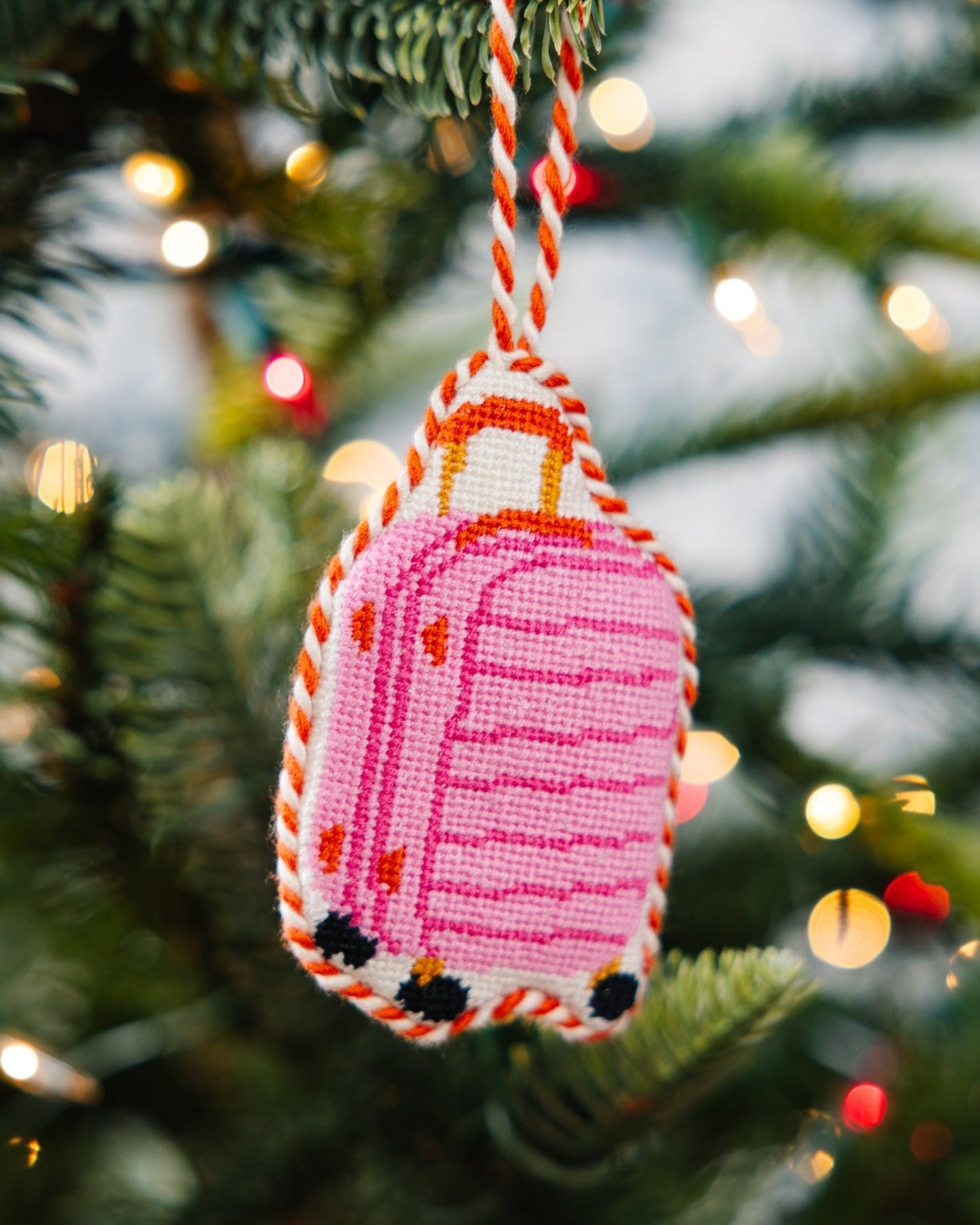 Needlepoint Icon Ornament - Suitcase - Furbish Studio