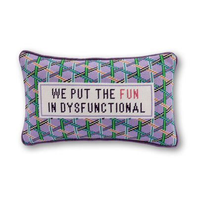 Fun in Dysfunctional Needlepoint Pillow - Furbish Studio