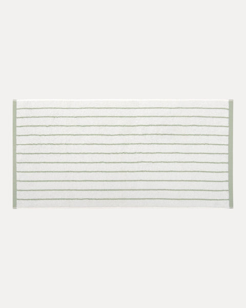 Green Striped Bath Towel, 100% Cotton 500 g/m²