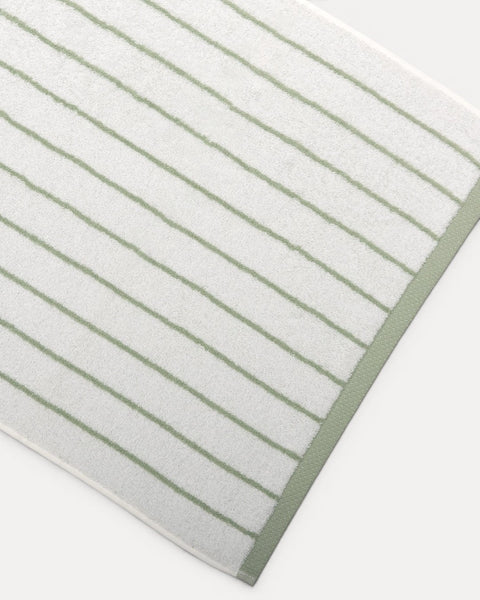 Green Striped Bath Towel, 100% Cotton 500 g/m²