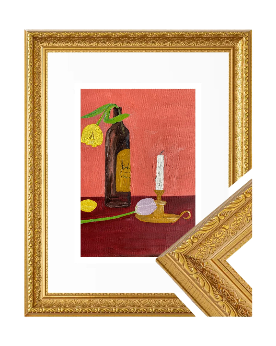 Candles, Wine and Flowers Fine Art Print