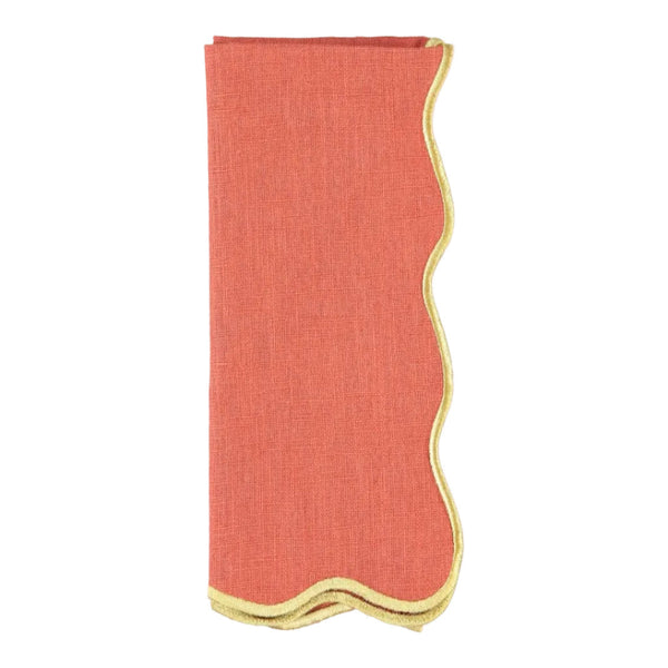 Napkin Beja, Terracotta with Lime Green
