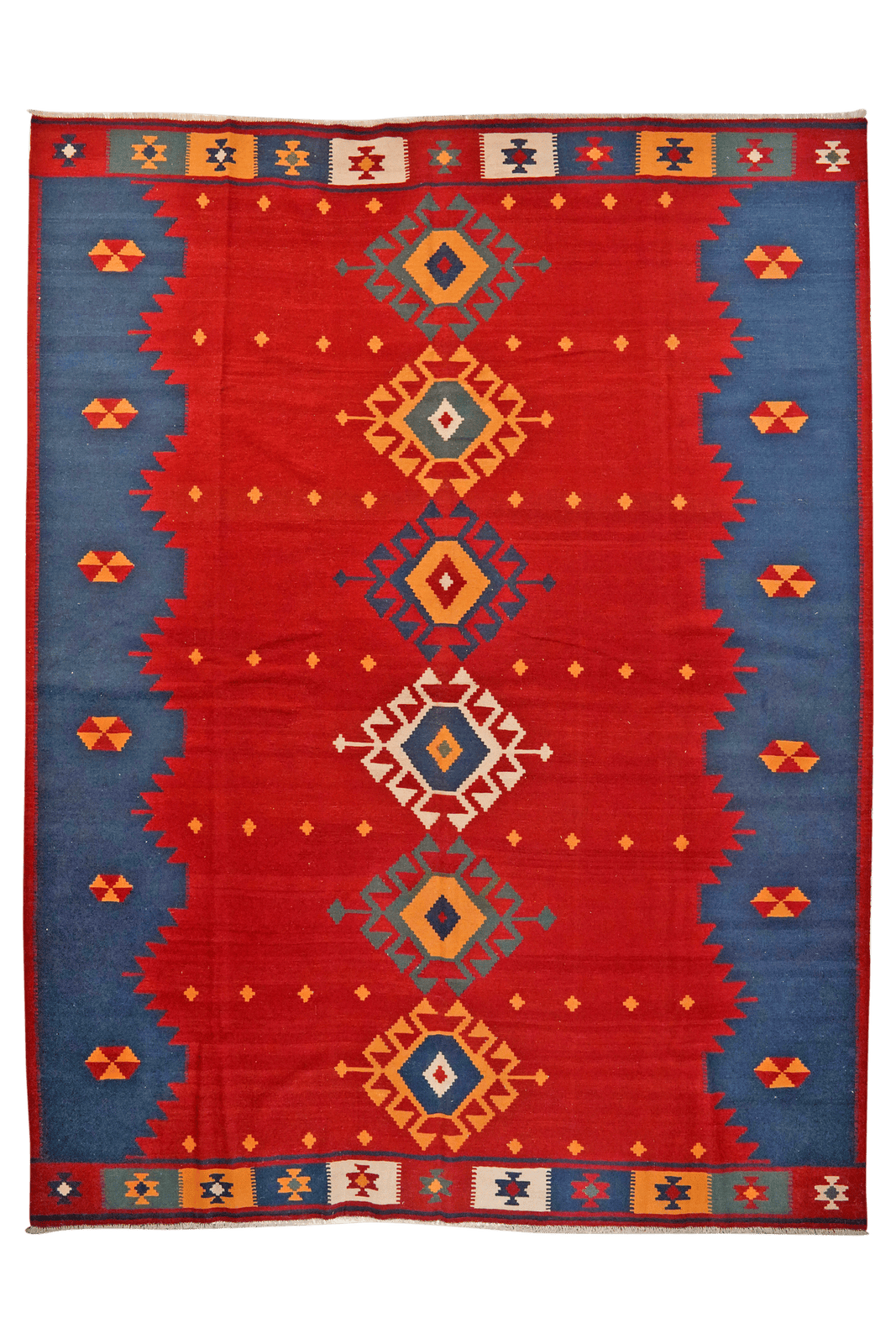 Kelim Gashgai — Handmade, 305x399 cm, Red, 100% Virgin Wool | Main view