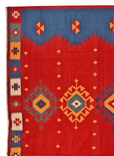Kelim Gashgai — Handmade, 305x399 cm, Red, 100% Virgin Wool | View 3