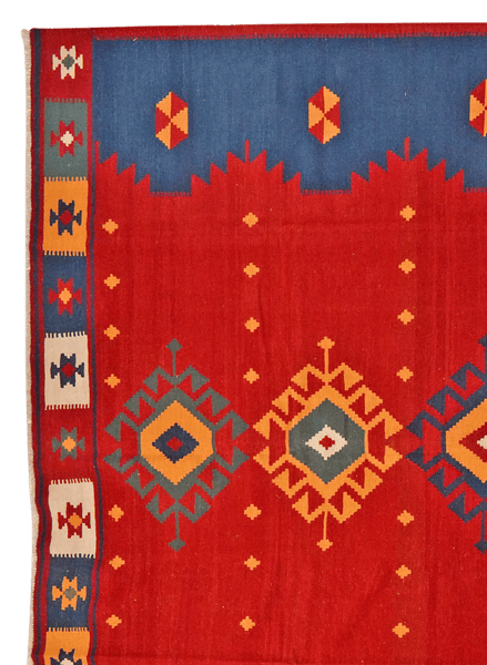 Kelim Gashgai — Handmade, 305x399 cm, Red, 100% Virgin Wool | View 3