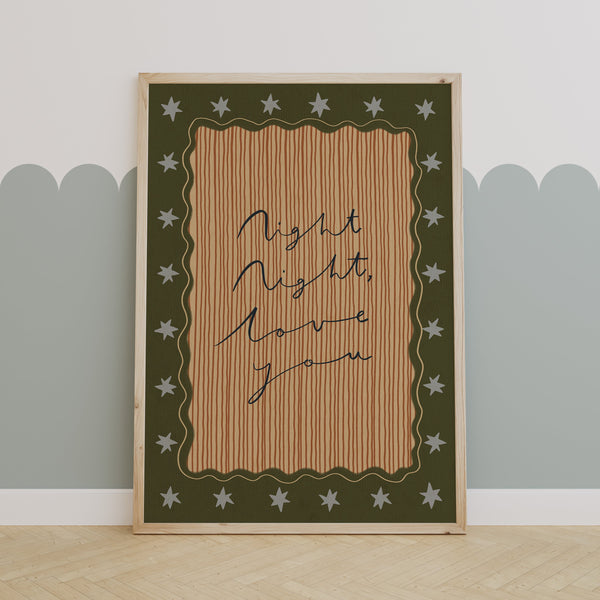 Night Night Love You | Nursery Print | UNFRAMED