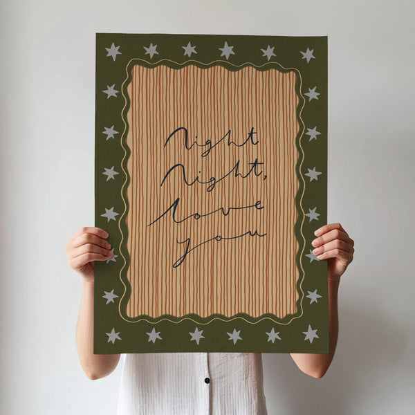 Night Night Love You | Nursery Print | UNFRAMED