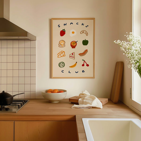 Snacks Club | Foodie Print | UNFRAMED