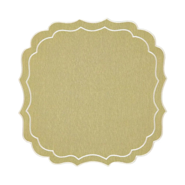 Placemat Greta Stain-Resistant, Green with Ecru