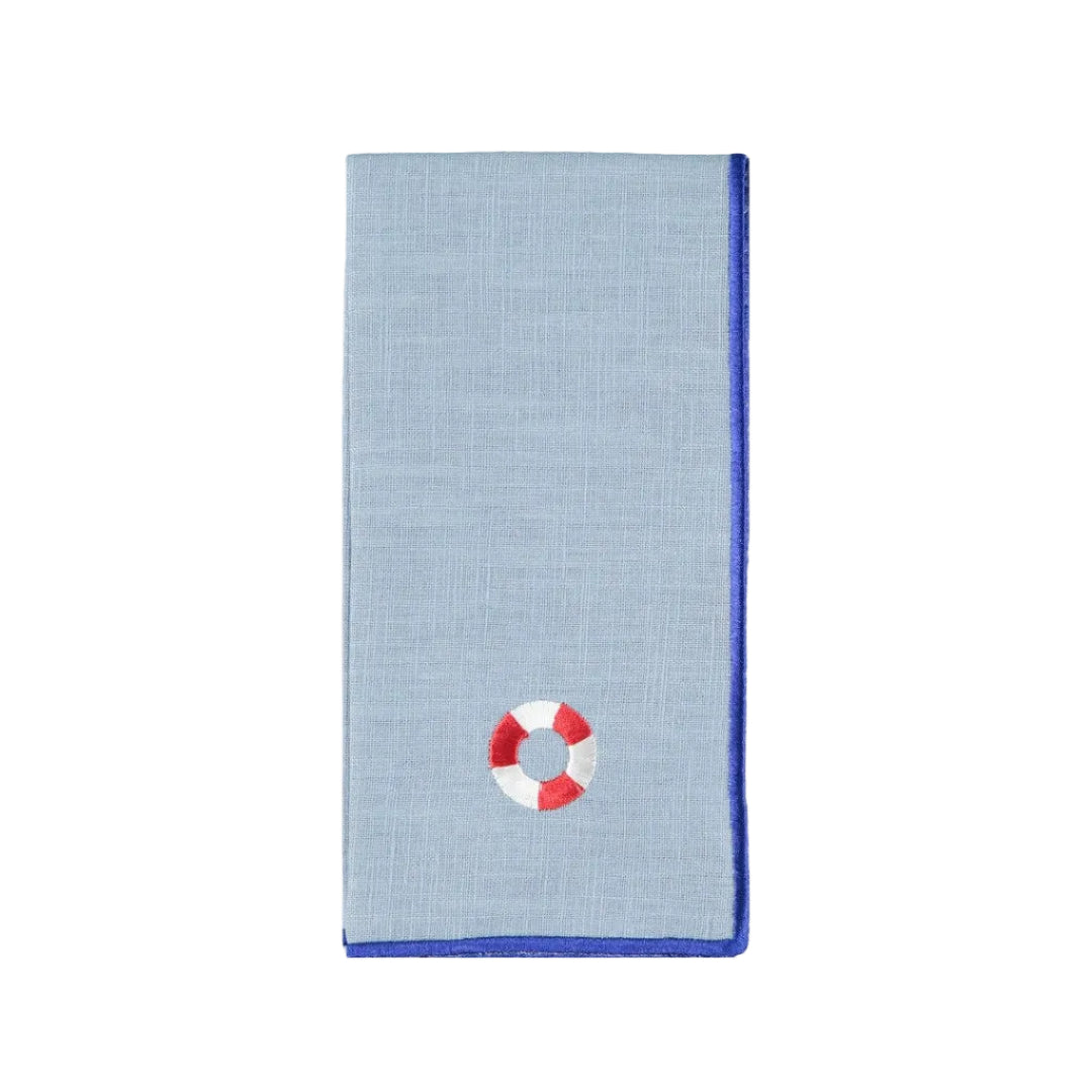 Blue Rolled-Edge Napkin with Lifebuoy
