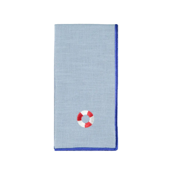 Blue Rolled-Edge Napkin with Lifebuoy