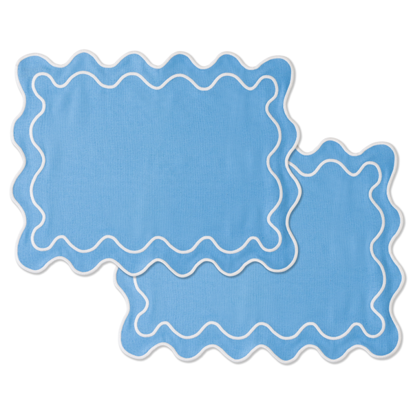Wavy Placemats Blue/White - Set of 2