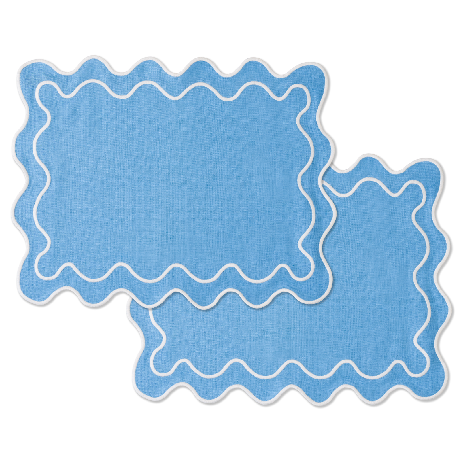 Wavy Placemats Blue/White - Set of 2