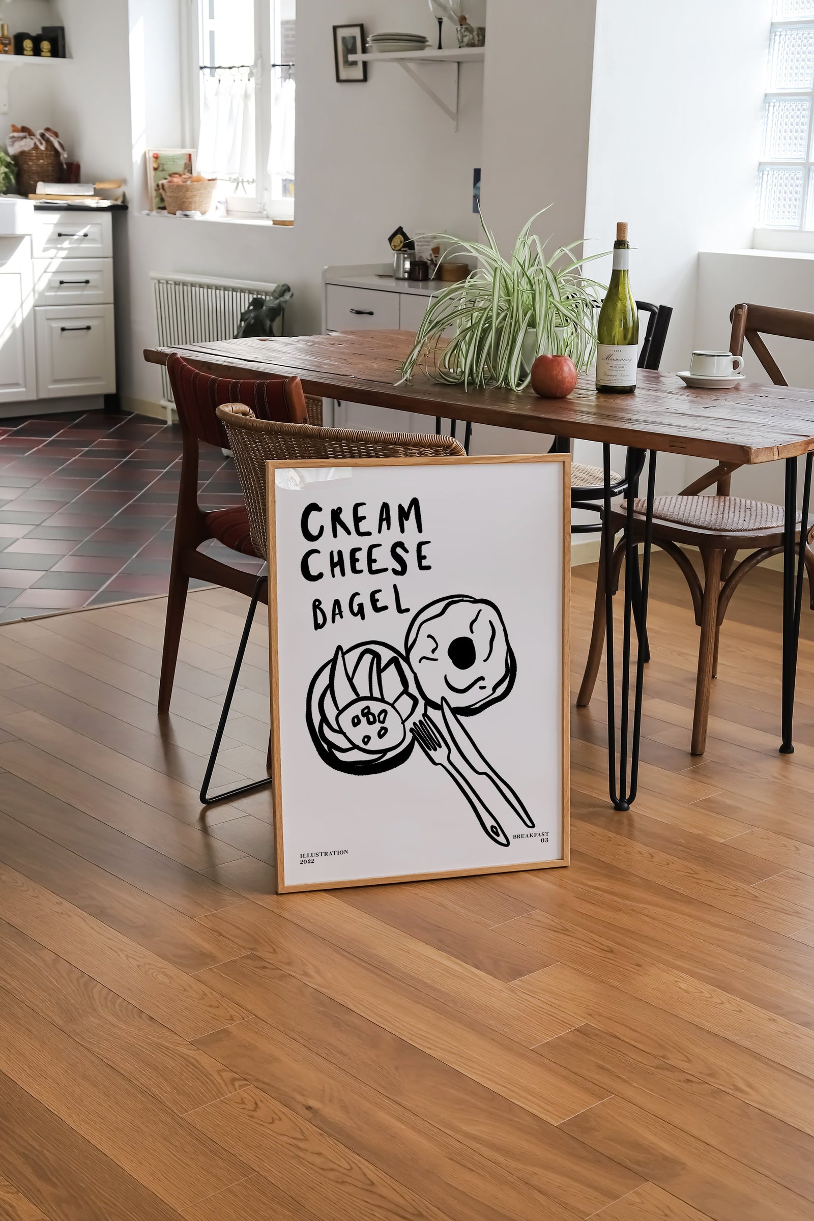 Cream Cheese Bagel | Breakfast Poster | UNFRAMED