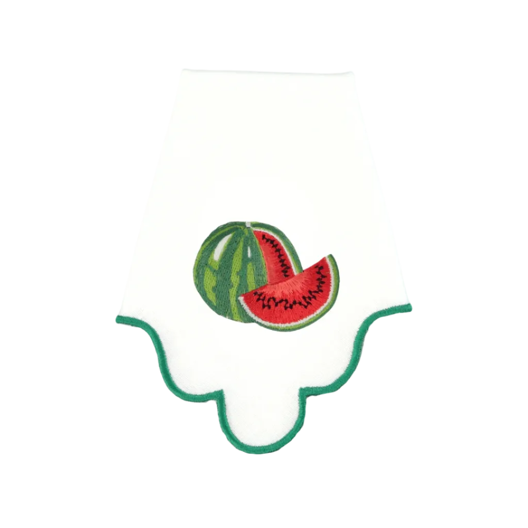 Scalloped Napkin with Watermelon Embroidery