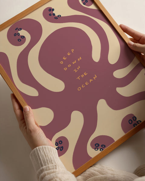 Deep Down In The Ocean | Nursery Octopus Print | UNFRAMED