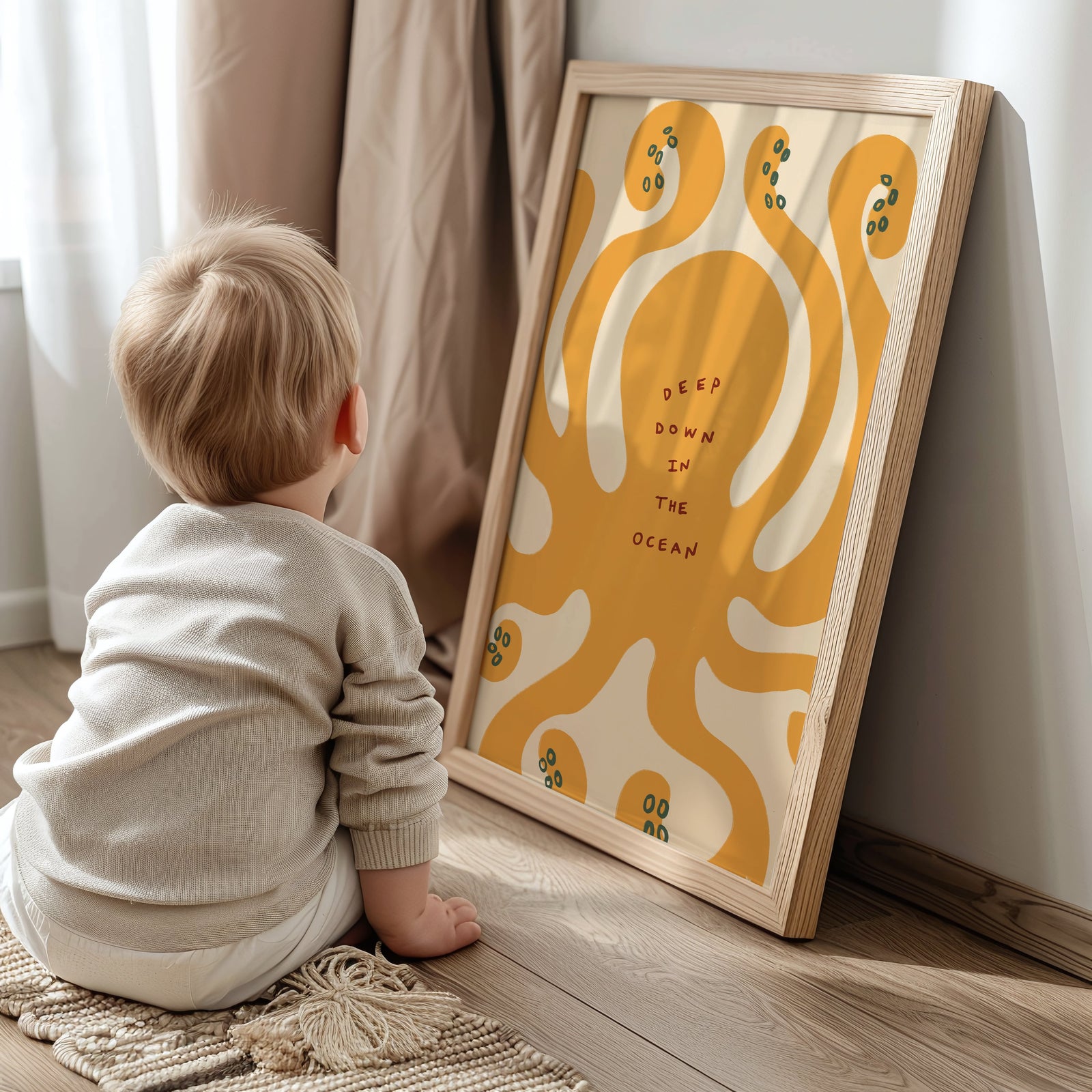 Deep Down In The Ocean | Nursery Octopus Print | UNFRAMED
