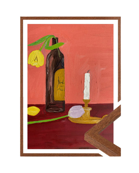 Candles, Wine and Flowers Fine Art Print