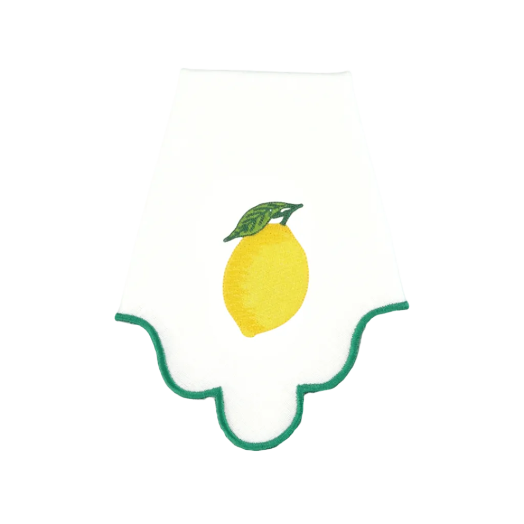 Scalloped Napkin with Lemon Embroidery