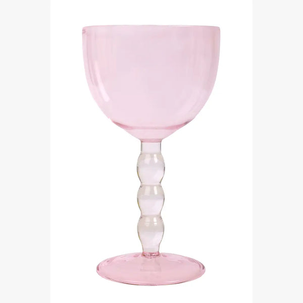Pink Bubble Stem Cocktail Glass | Handcrafted Glass (Set of 2)