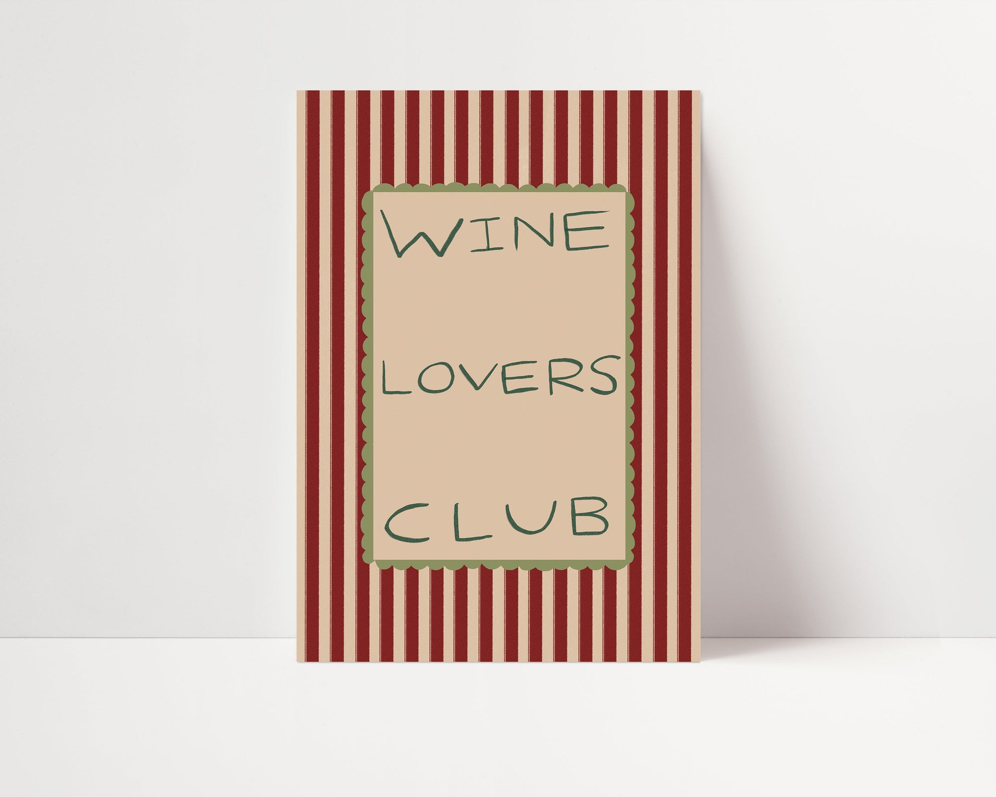 Wine Lovers Club | Stripes Print | UNFRAMED