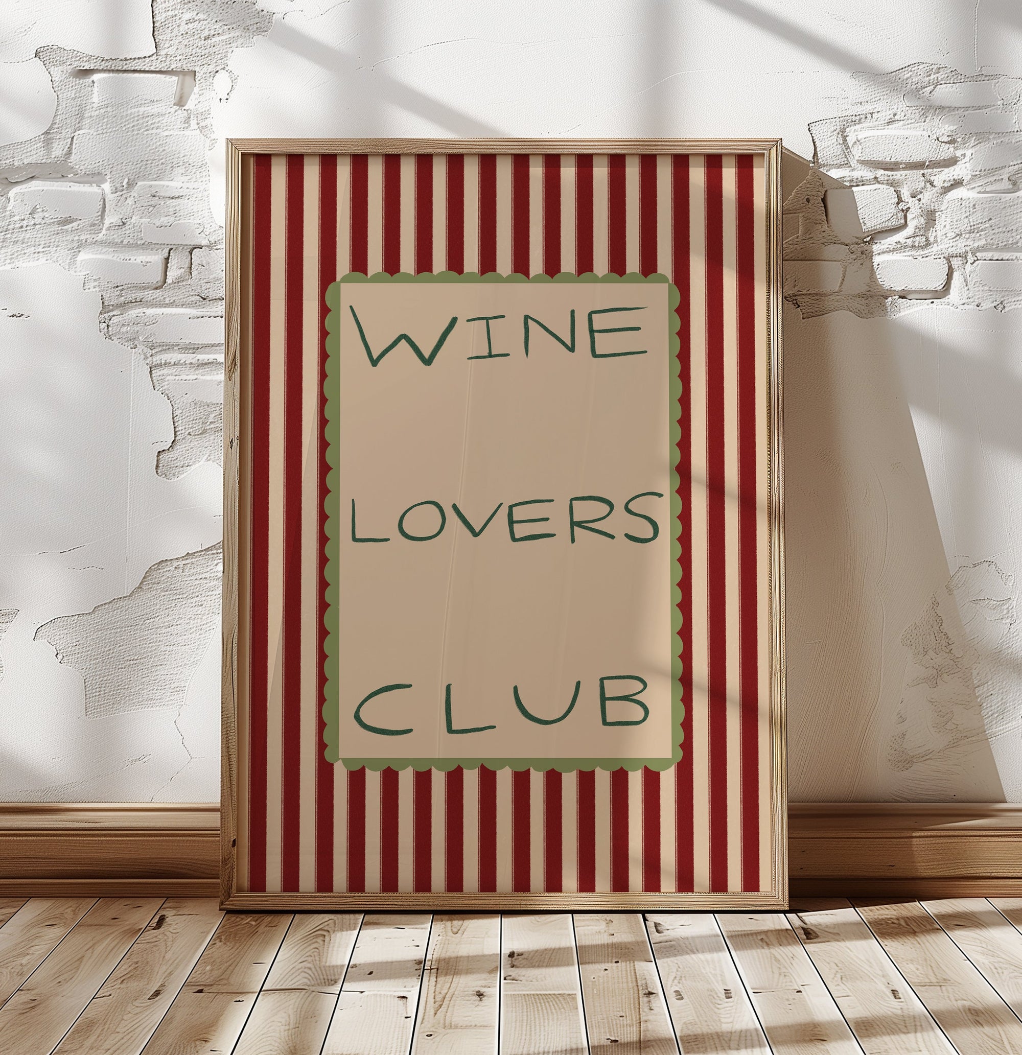 Wine Lovers Club | Stripes Print | UNFRAMED