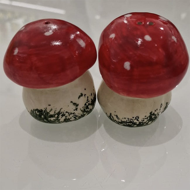 Salt And Pepper Shakers Mushroom Red