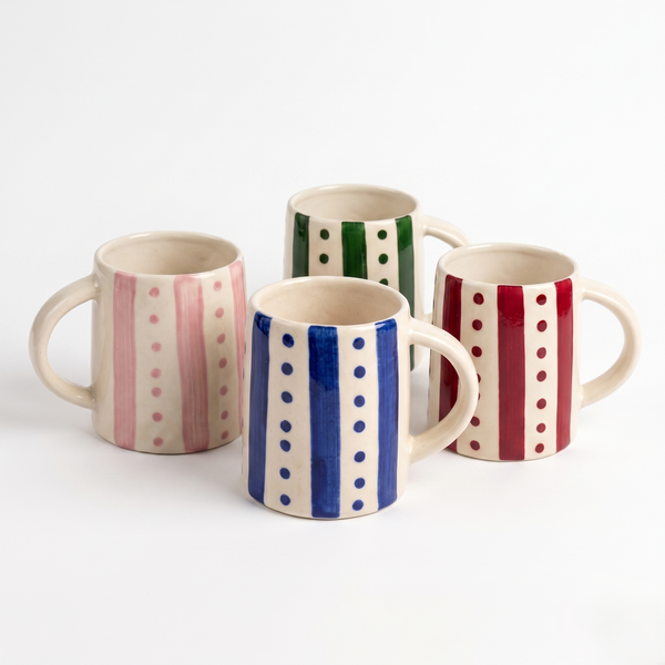 Pink Stripe & Dot Mug | 4 Inch | Set Of 2