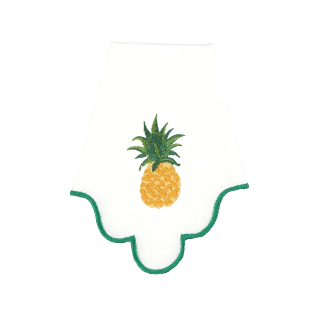 Scalloped Napkin with Pineapple Embroidery