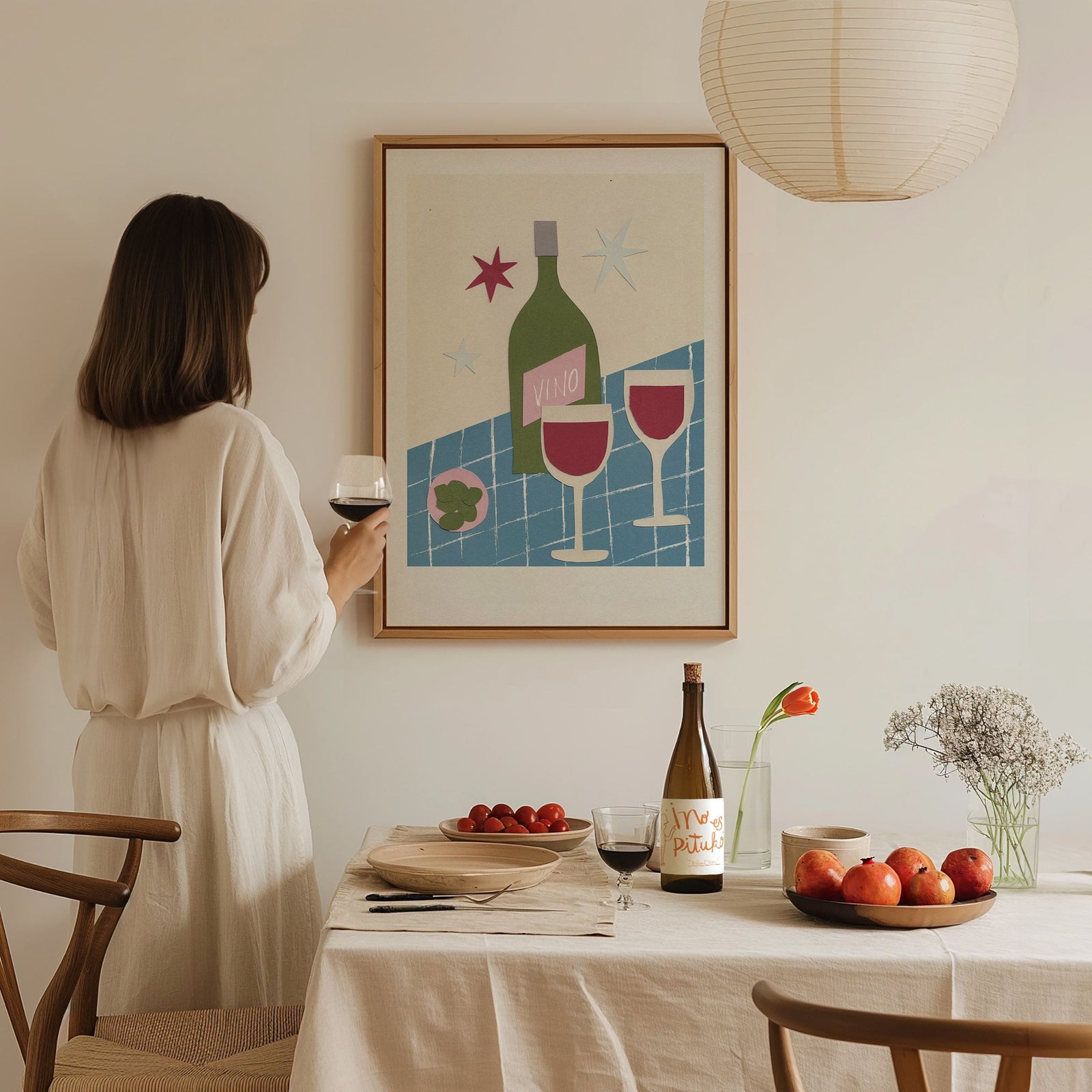 Wine Hand Collaged Print