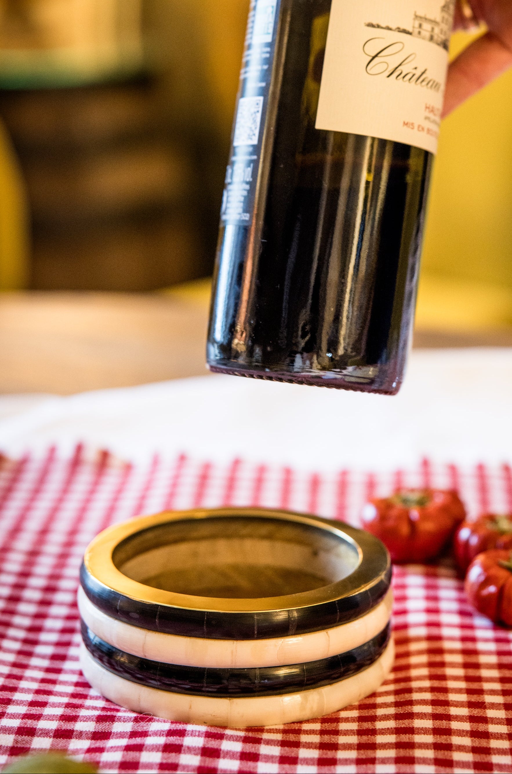 Wine Coaster | Black & White | Striped