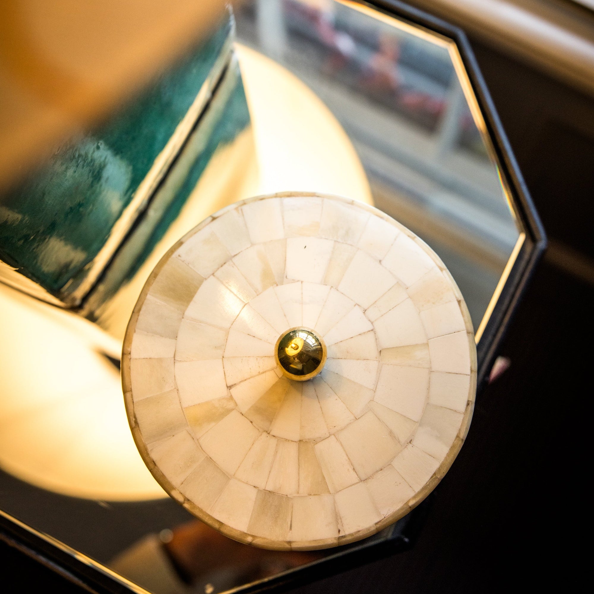 Round Bone Inlay Box | Beige & White
