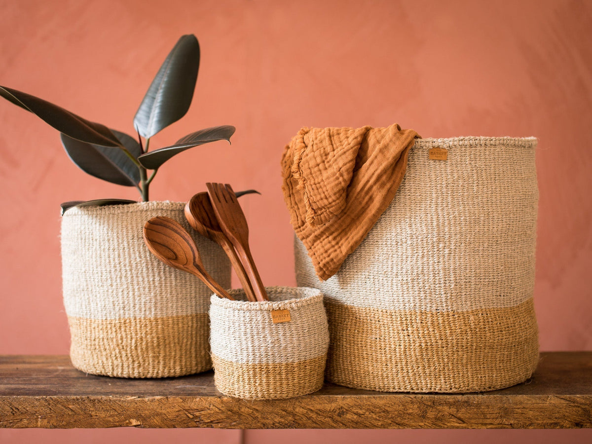 MBILI: Two Tone Woven Storage Basket