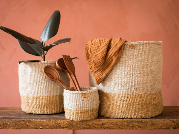 MBILI: Two Tone Woven Storage Basket
