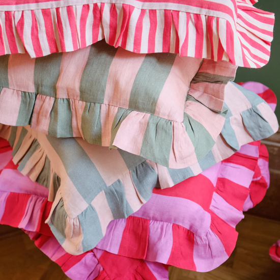 Cherry Red Candy Stripe Cushion Cover