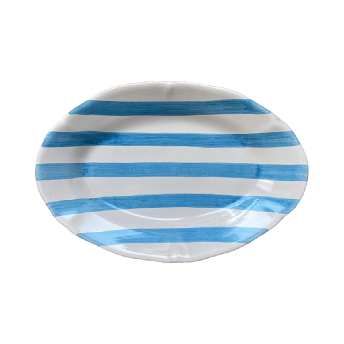 Oval Serving Platter Stripe 35 cm Turquoise