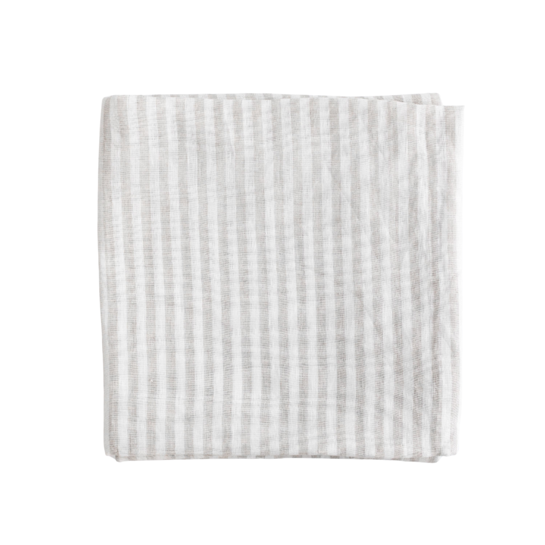 Beige Linen Stripes Tablecloth