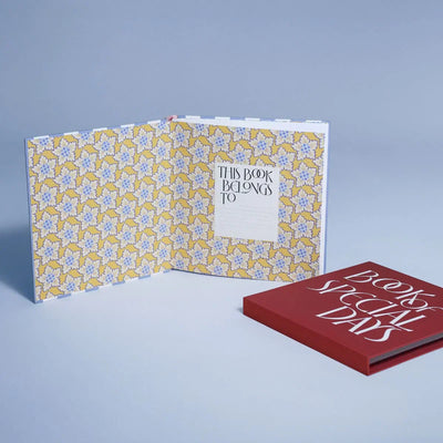 Book of Special Days Classic Stripe interior with floral endpapers and This Book Belongs To page